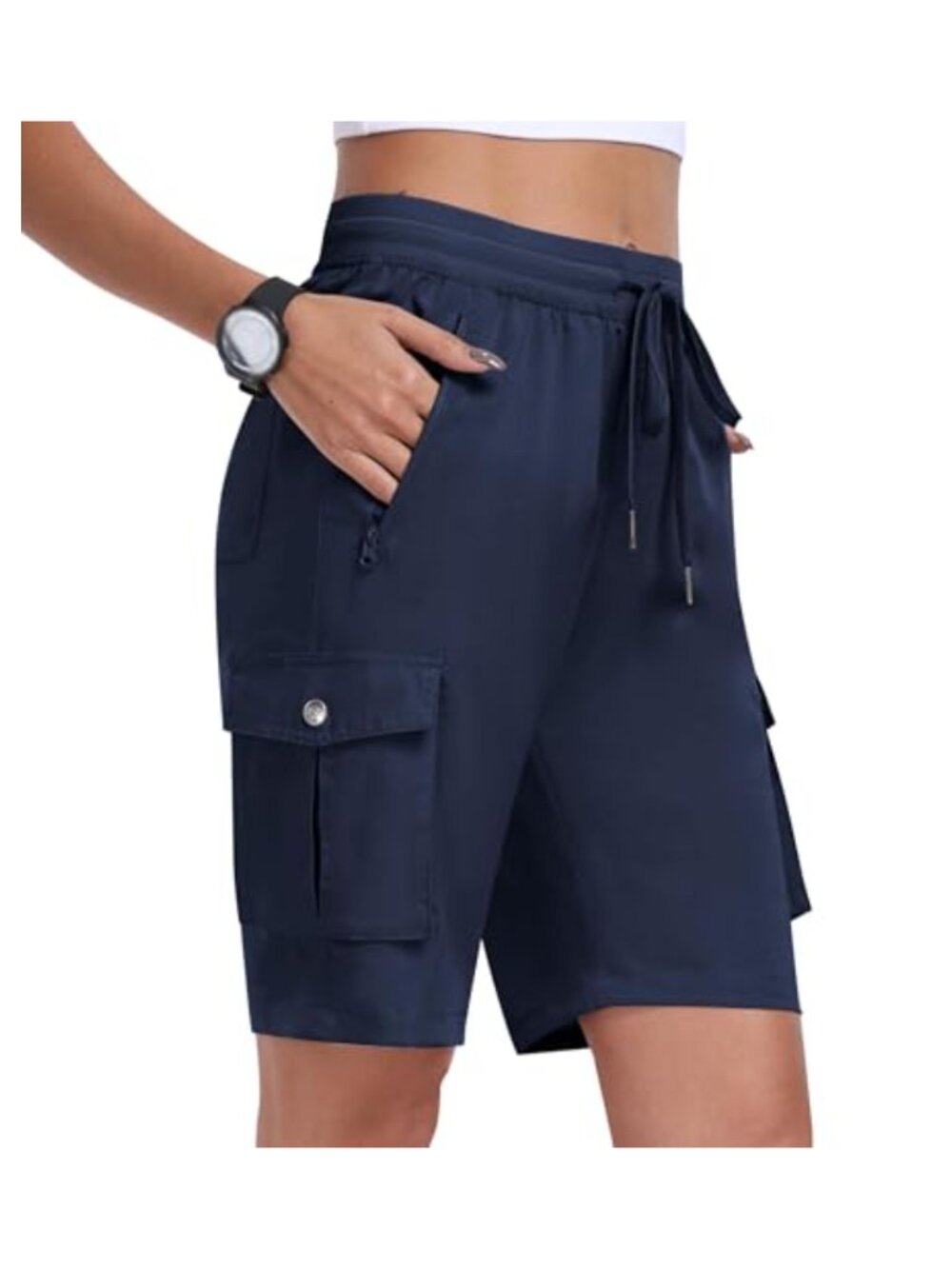 Women's 10" Cargo Shorts Zipper Pocket Golf Tennis Athletic Outdoor